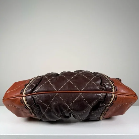 Vintage Y2K Juicy Couture 100% Cow Hide Leather Quilted Diamond Hobo Bag - Picture 6 of 11